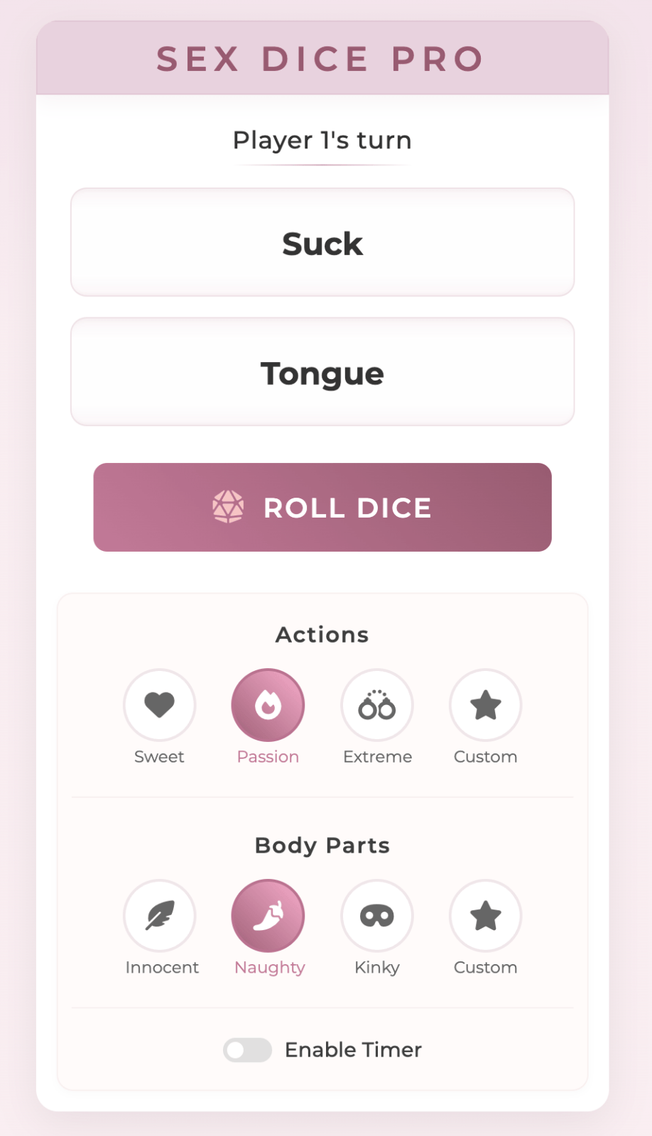 Play Sex Dice Online Game